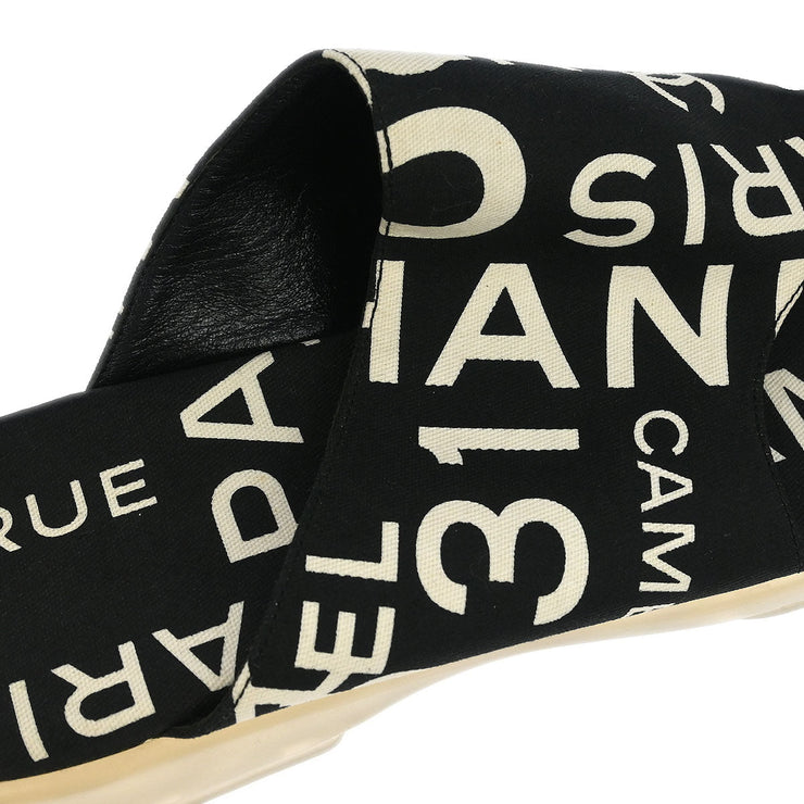 Chanel * Black Canvas By Sea Shoes Sandals #37