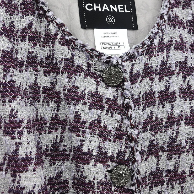 Chanel Single Breasted Collarless Jacket Gray P43160V31674 #42 134626
