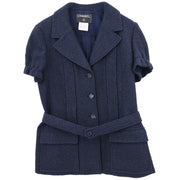 Chanel Single Breasted Jacket Navy 01P #40 134627