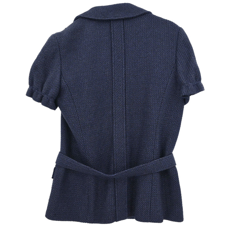 Chanel Single Breasted Jacket Navy 01P #40 134627