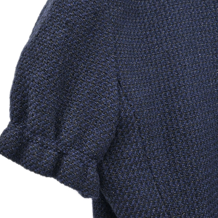 Chanel Single Breasted Jacket Navy 01P #40 134627