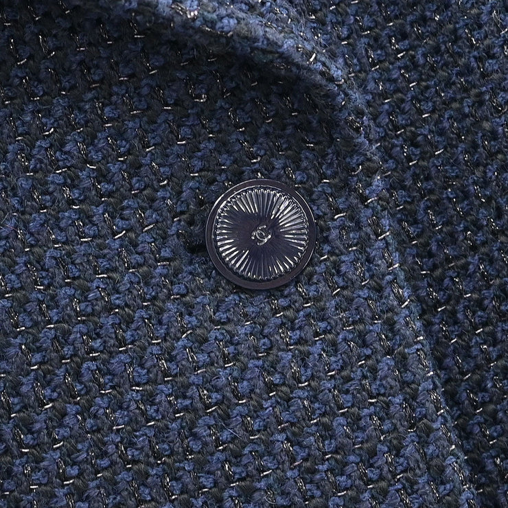 Chanel Single Breasted Jacket Navy 01P #40 134627