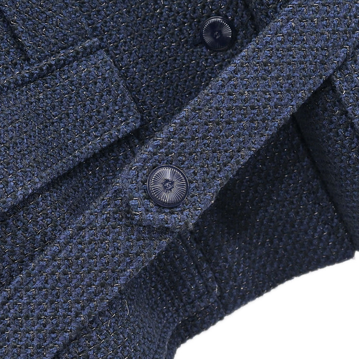 Chanel Single Breasted Jacket Navy 01P #40 134627