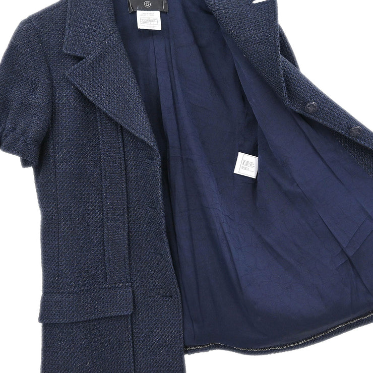 Chanel Single Breasted Jacket Navy 01P #40 134627