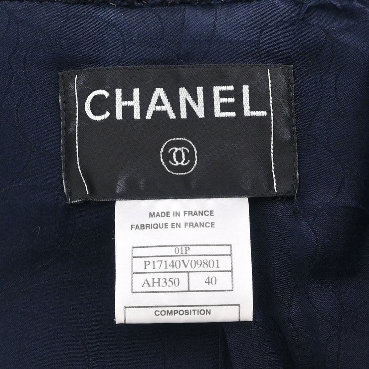 Chanel Single Breasted Jacket Navy 01P #40 134627