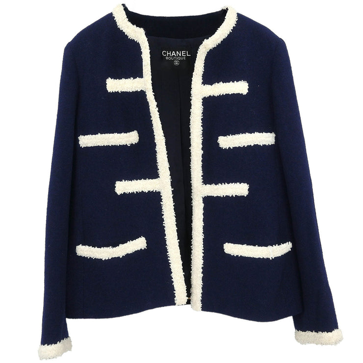 Chanel Collarless Jacket Navy 134634