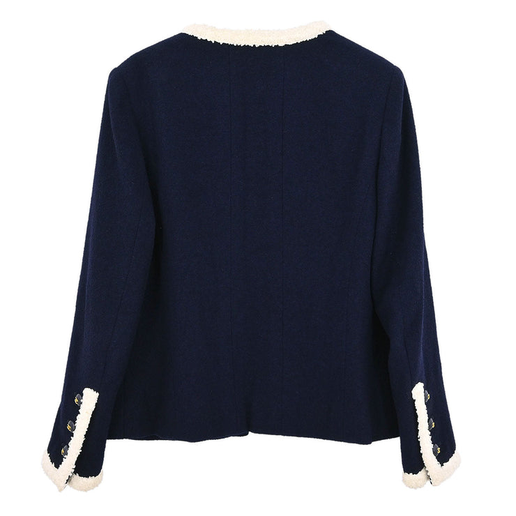 Chanel Collarless Jacket Navy 134634