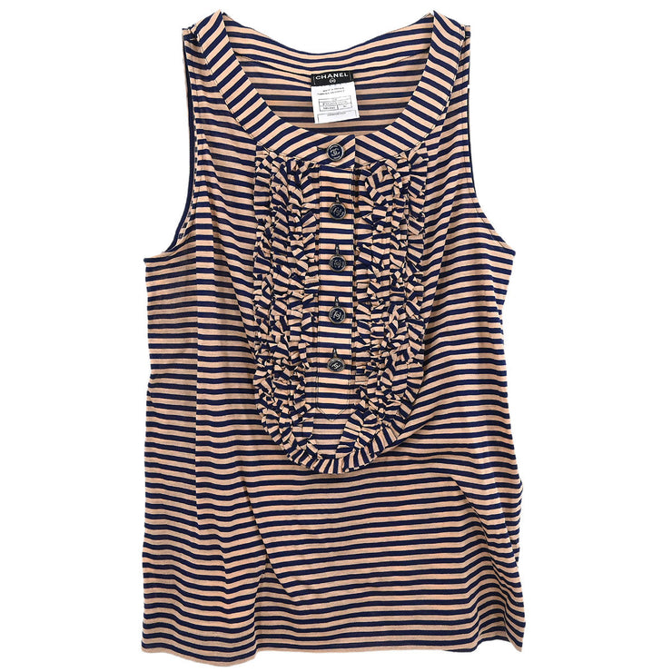Chanel Sleeveless Tank Top Navy Pink 09P #36 134639