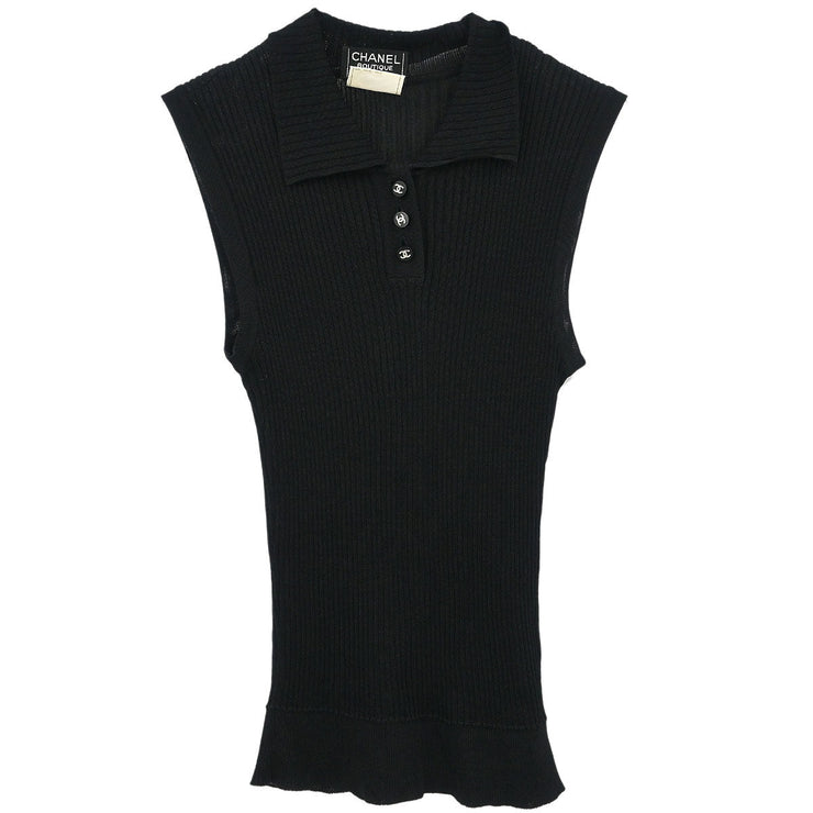 Chanel Sleeveless Tank Top Black 97P #34 134644