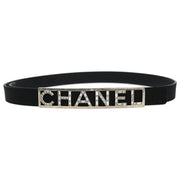 Chanel Belt Black Rhinestone Leather #80/32 B15S Small Good 134654