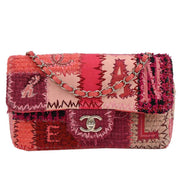 Chanel Pink Tweed Single Flap Patchwork Shoulder Bag 134656