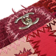 Chanel Pink Tweed Single Flap Patchwork Shoulder Bag 134656