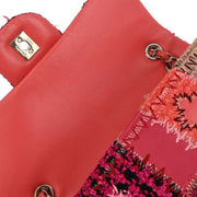 Chanel Pink Tweed Single Flap Patchwork Shoulder Bag 134656