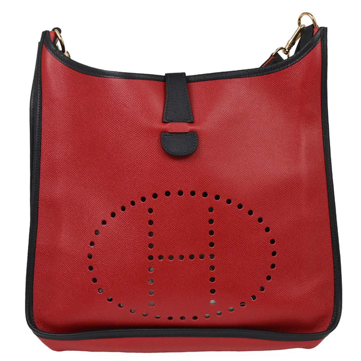Hermes Rouge Vif Courchevel Evelyne 1 PM Shoulder Bag R Square: A 134657
