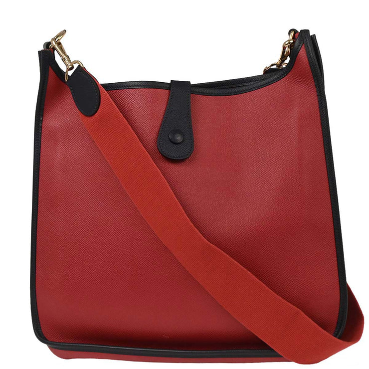 Hermes Rouge Vif Courchevel Evelyne 1 PM Shoulder Bag R Square: A 134657