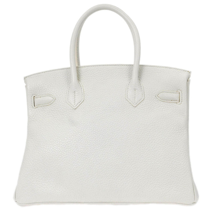 Hermes White Taurillon Clemence Birkin 30 Handbag T HA 002 DN 134658
