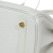 Hermes White Taurillon Clemence Birkin 30 Handbag T HA 002 DN 134658