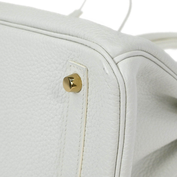 Hermes White Taurillon Clemence Birkin 30 Handbag T HA 002 DN 134658