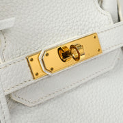 Hermes White Taurillon Clemence Birkin 30 Handbag T HA 002 DN 134658