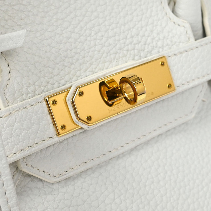 Hermes White Taurillon Clemence Birkin 30 Handbag T HA 002 DN 134658