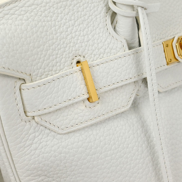 Hermes White Taurillon Clemence Birkin 30 Handbag T HA 002 DN 134658