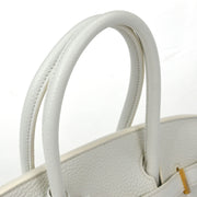 Hermes White Taurillon Clemence Birkin 30 Handbag T HA 002 DN 134658