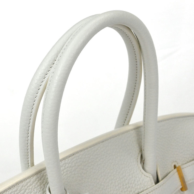 Hermes White Taurillon Clemence Birkin 30 Handbag T HA 002 DN 134658