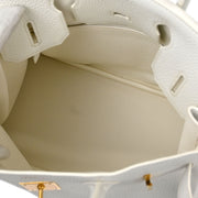 Hermes White Taurillon Clemence Birkin 30 Handbag T HA 002 DN 134658