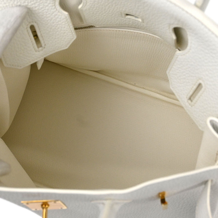 Hermes White Taurillon Clemence Birkin 30 Handbag T HA 002 DN 134658
