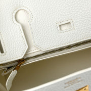 Hermes White Taurillon Clemence Birkin 30 Handbag T HA 002 DN 134658