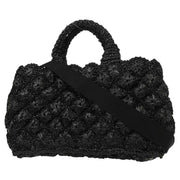 Prada Black Raffia Canapa Tote Handbag L/7 134661