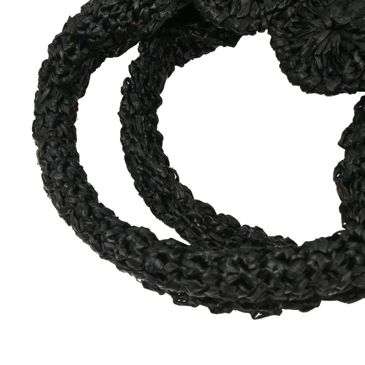 Prada Black Raffia Canapa Tote Handbag L/7 134661