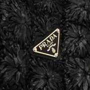 Prada Black Raffia Canapa Tote Handbag L/7 134661