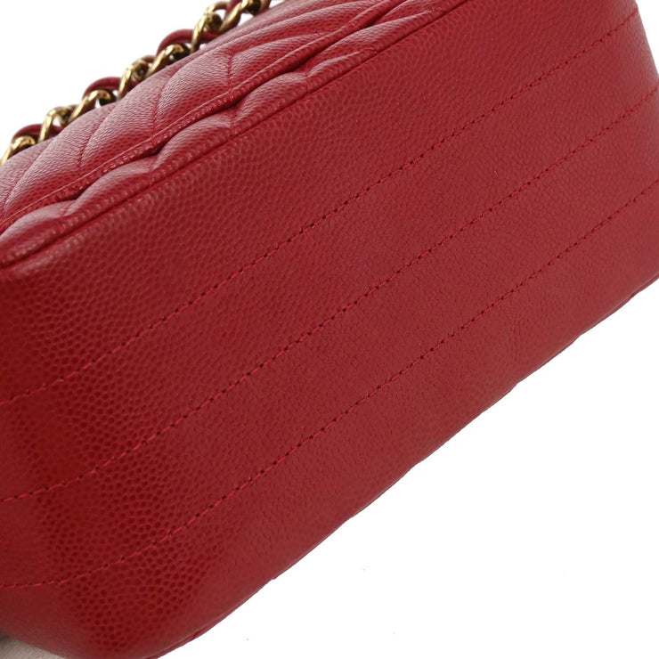 Chanel Red Calfskin Chevron Mini Classic Square Flap Bag 17 134662