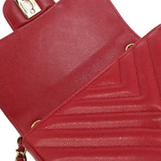 Chanel Red Calfskin Chevron Mini Classic Square Flap Bag 17 134662