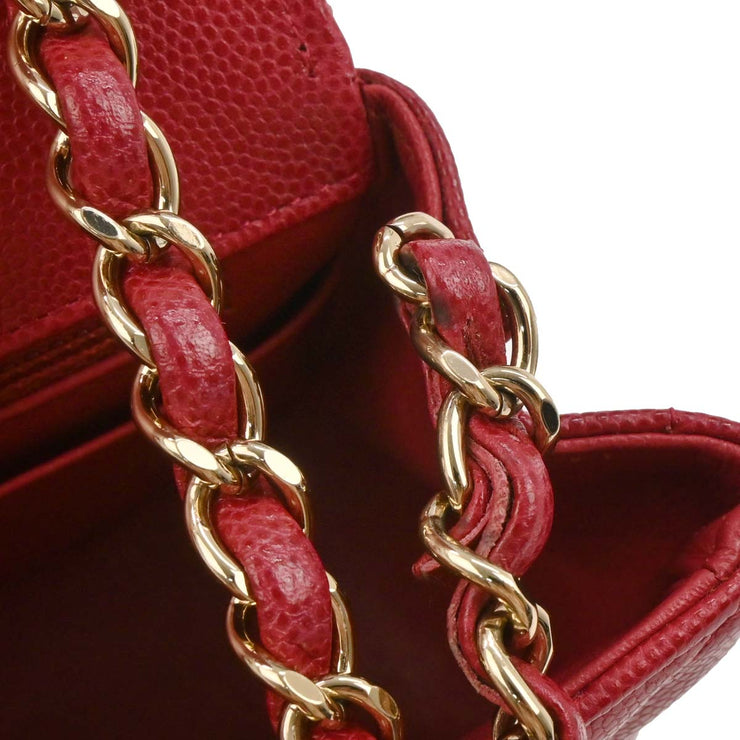 Chanel Red Calfskin Chevron Mini Classic Square Flap Bag 17 134662