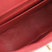 Chanel Red Calfskin Chevron Mini Classic Square Flap Bag 17 134662