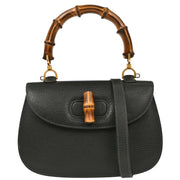 Gucci Dark Green Pigskin Bamboo 2way Handbag 000.29.0633 134664