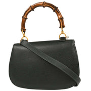 Gucci Dark Green Pigskin Bamboo 2way Handbag 000.29.0633 134664