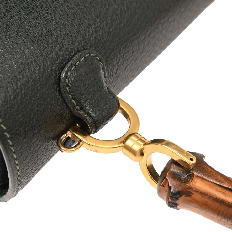 Gucci Dark Green Pigskin Bamboo 2way Handbag 000.29.0633 134664