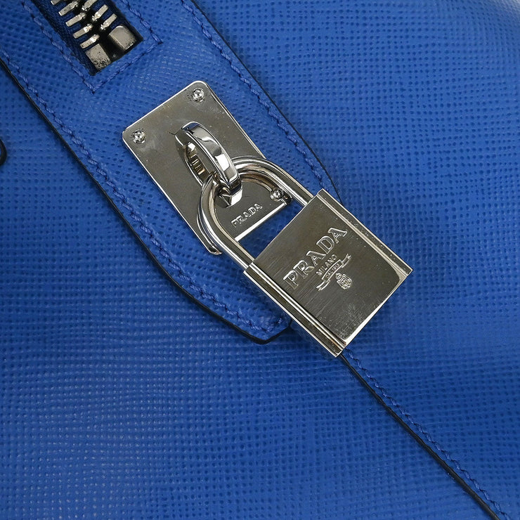 Prada Blue Leather Travel Duffle 2way Shoulder Handbag 56/4 134669