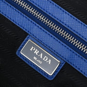 Prada Blue Leather Travel Duffle 2way Shoulder Handbag 56/4 134669