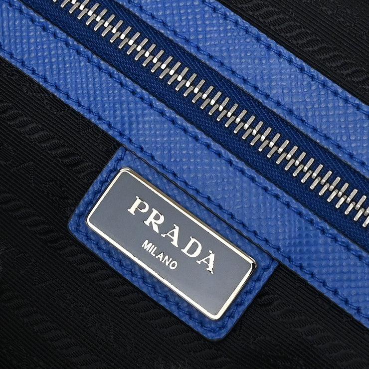 Prada Blue Leather Travel Duffle 2way Shoulder Handbag 56/4 134669