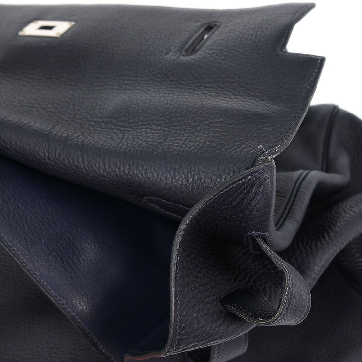 Hermes Blue Indigo Togo Kelly 50 Retourne 2way Handbag 11 Square: E 134672