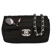 Chanel Black Satin Choco Bar Lipstick Shoulder Bag 134673
