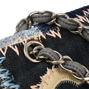 Chanel Blue Tweed Tweed Single Flap Patchwork Shoulder Bag 134674