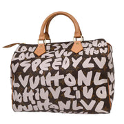 Louis Vuitton White Monogram Graffiti Speedy 30 Handbag M92195 TH0051 134679