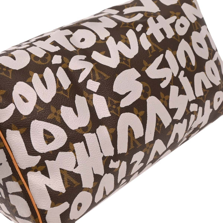 Louis Vuitton White Monogram Graffiti Speedy 30 Handbag M92195 TH0051 134679