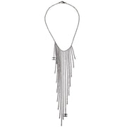 Chanel Fringe Chain Necklace Silver 02A 134685