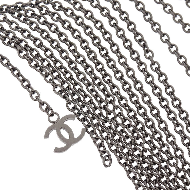 Chanel Fringe Chain Necklace Silver 02A 134685